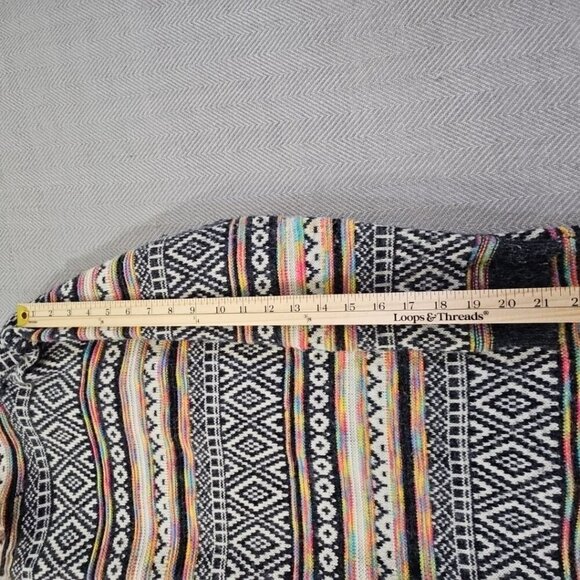 Monteau Los Angeles Hooded Open-Front Cardigan Size Large Knitted Southwestern - Picture 11 of 14